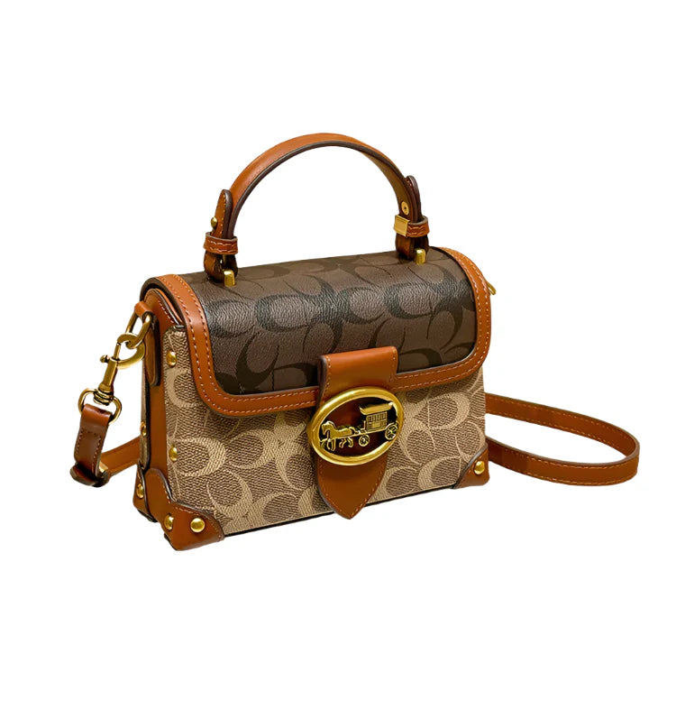 Womens Crossbody Box Bag Satchel with Flap Pocket