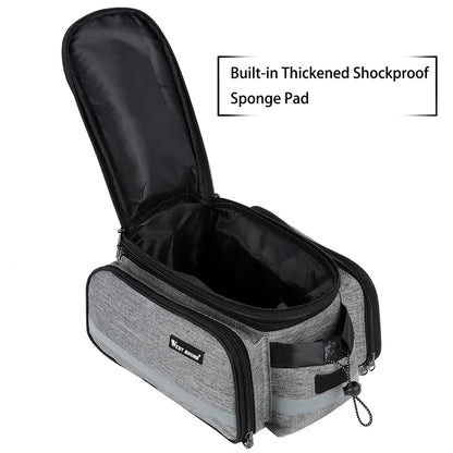 Expandable Rear Rack Bike Bag Trunk Pannier Grey