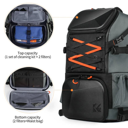 2-in-1 Camera Backpack And Sling Waist Bag Grey