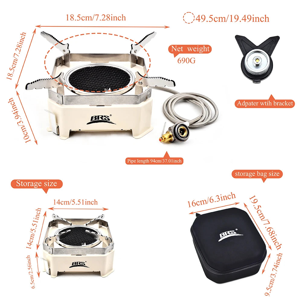 2200W Portable Infrared Camping Gas Stove Split-Type Butane Burner