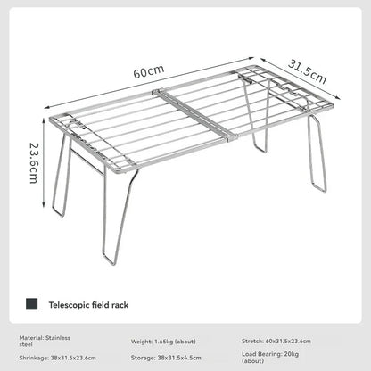 Stainless Steel Telescopic Folding Storage Rack Stand Silver