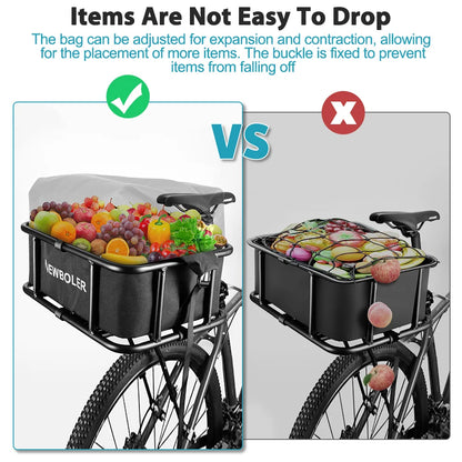 Rear Bike Basket with Waterproof Bag Metal Rear Rack Carrier Black