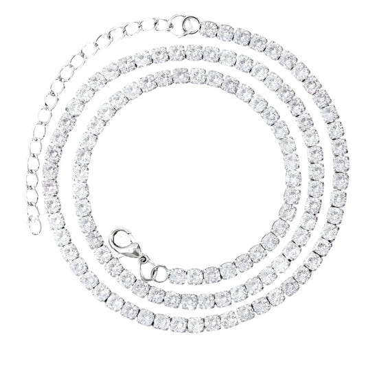 Prong Cuban Link Chain Necklace Rhinestone (A0924SL)