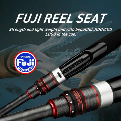 Inshore Squid Fishing Rod 2.59m Carbon Fast Action Rod Black