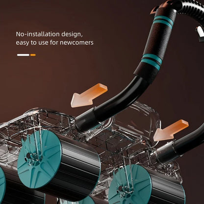 Six-Wheel Abdominal Exercise Roller Automatic Rebound Black