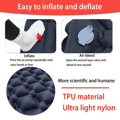 Outdoor Ultralight Camping Sleeping Pad with Built-in Pump and Headrest