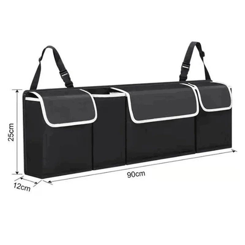 Car Trunk & Backseat Organizer High Capacity Multi Pocket Black