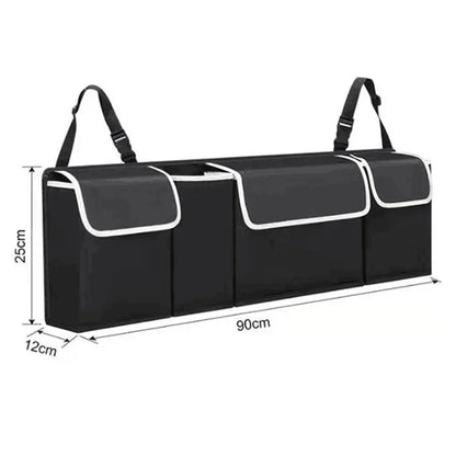 Car Trunk & Backseat Organizer High Capacity Multi Pocket Black