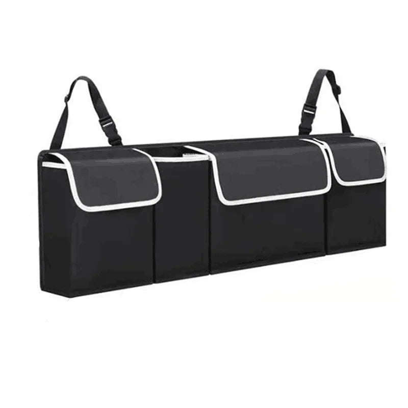 2-in-1 Car Trunk & Backseat Organizer High-Capacity Oxford Storage Bag Black