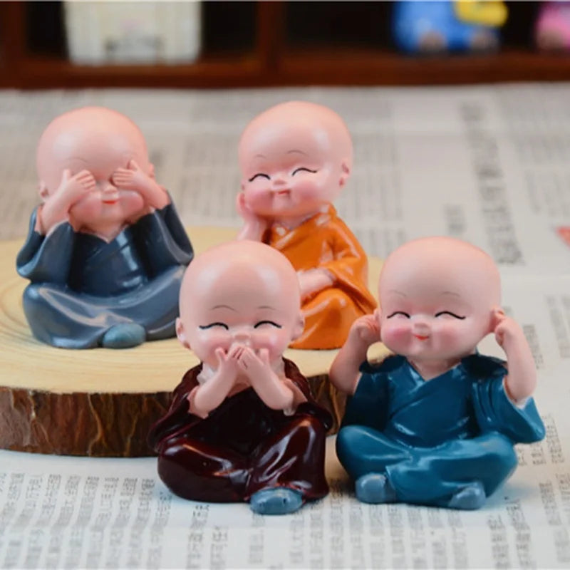 4Pcs Resin Gift Lovely Little Monk