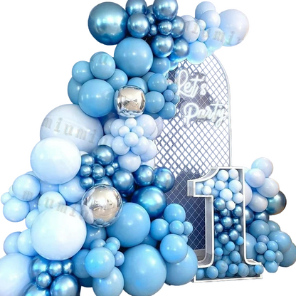 Macaron Blue Double Cream Balloon Garland Arch Kit - 242 Pieces