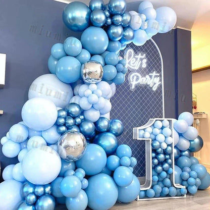 Macaron Blue Double Cream Balloon Garland Arch Kit - 242 Pieces