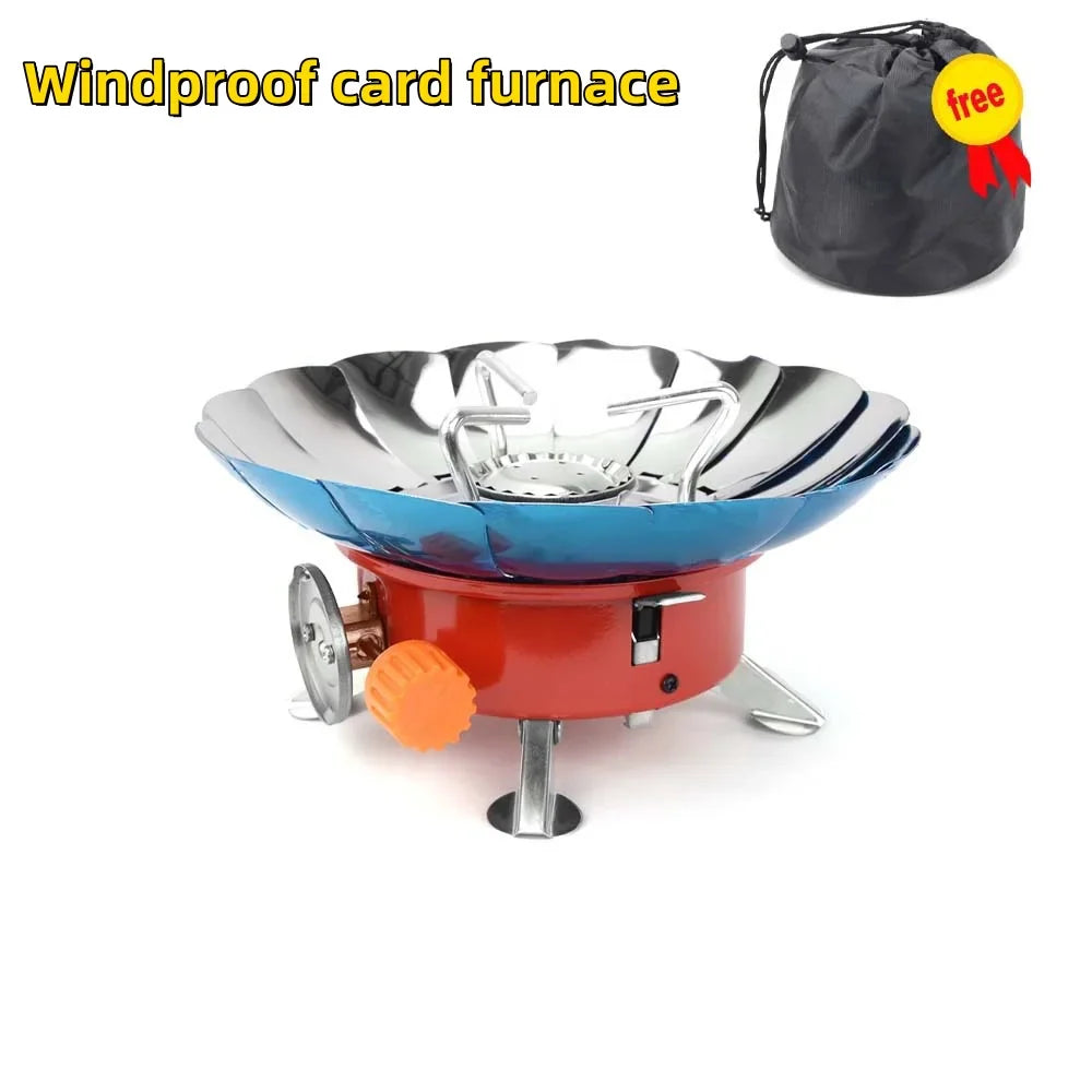 Windproof Mini Folding Camping Gas Stove Red