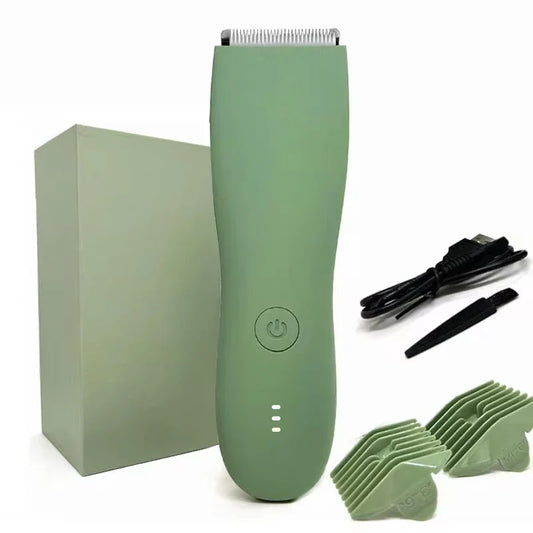 Waterproof Body Hair Trimmer for Men 90-Minute Runtime Green