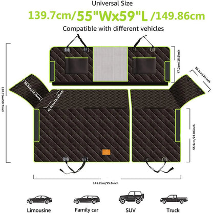 6-in-1 Waterproof Dog Car Seat Cover for Back Seat Hammock Style Green