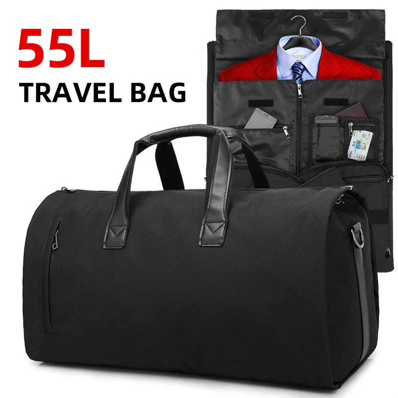 Convertible Garment Duffel Bag Travel Black