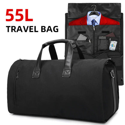 Convertible Garment Duffel Bag Travel Black