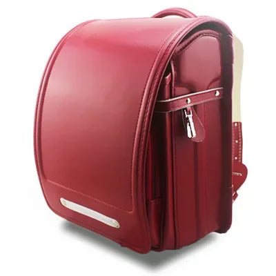 School Backpack PU Leather for Kids Students (Wine Red)