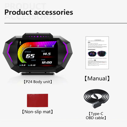 Car Speedometer Head Up Display HUD GPS OBD2 Slope Met Black