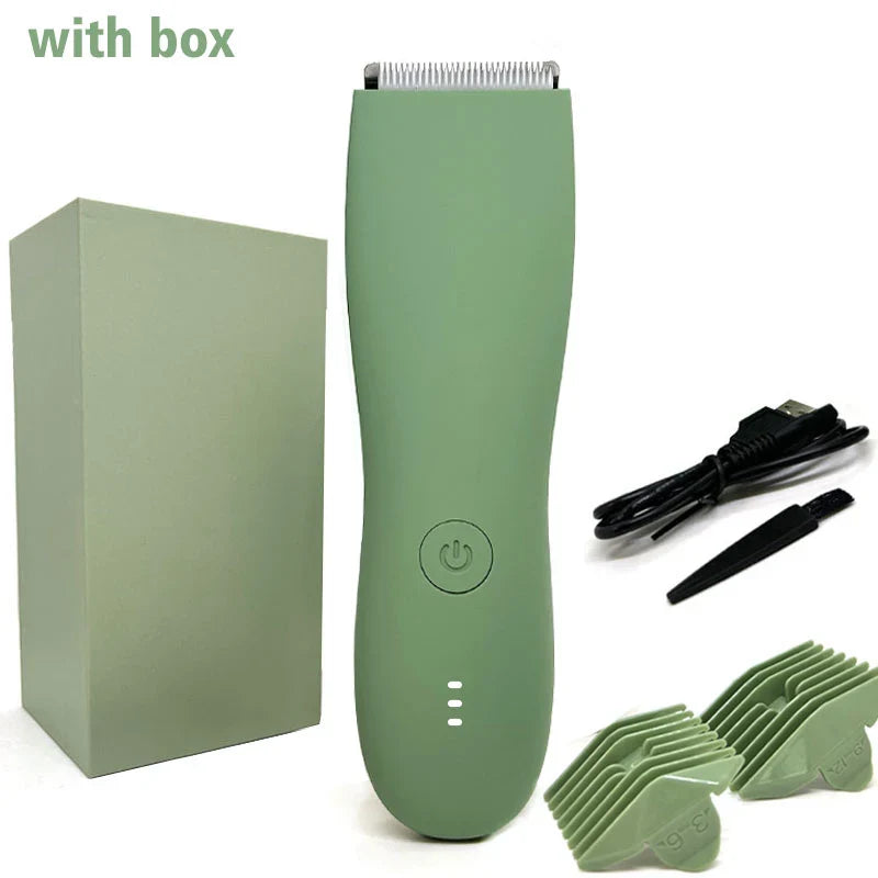 Waterproof Body Hair Trimmer for Men 90-Minute Runtime Green