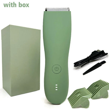 Waterproof Body Hair Trimmer for Men 90-Minute Runtime Green