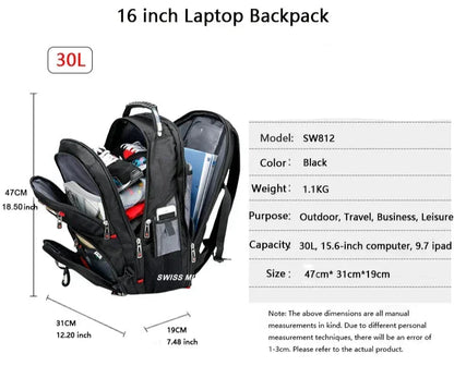 Travel Backpack Breathable Back Pad Black