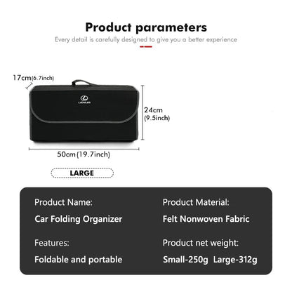 Large Car Seat Rear Storage Pouch–Soft Felt Trunk Organizer Bag Black