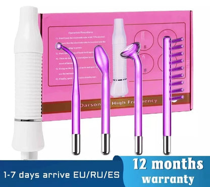 High Frequency Facial Machine with Argon Treatment - Electrotherapy Wand for Acne and Hair Care