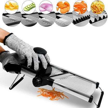 Adjustable Slicer Stainless Steel Vegetable Cutter Chopper Black