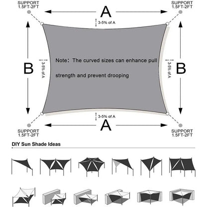 Waterproof Rectangle Sun Shade Sail Oxford Fabric Canopy Dark Gray