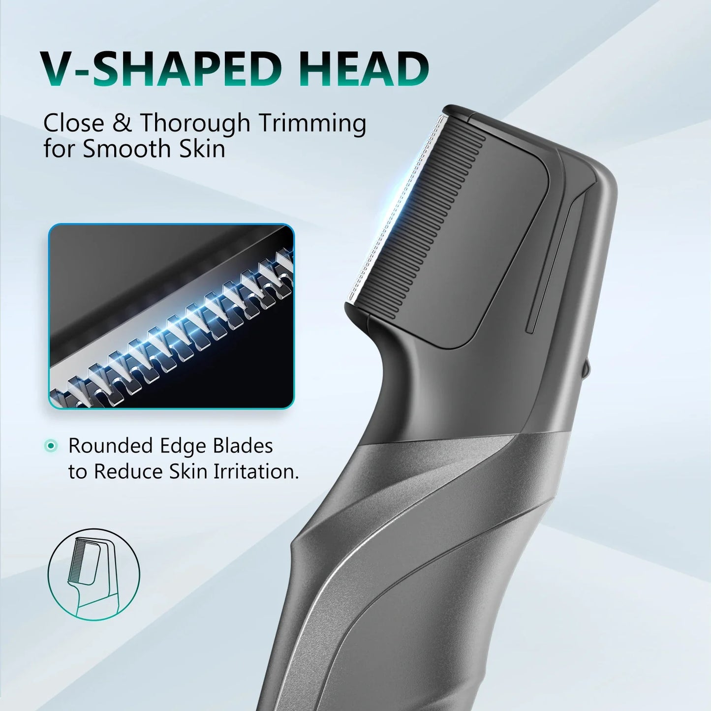 Electric Body Hair Trimmer IPX5 Waterproof Groomer Clipper Black