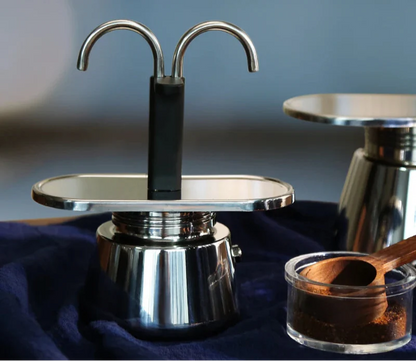 Mini Moka Pot 200ml Double-Tube Espresso Coffee Maker Silver