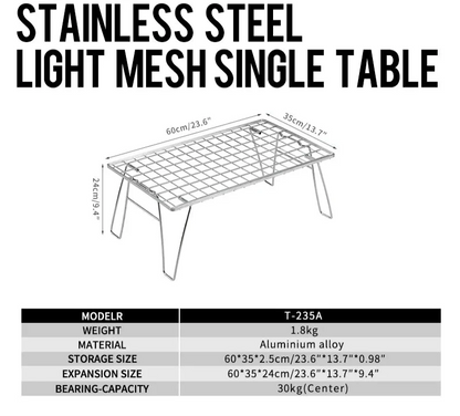 Heavy-Duty Camping BBQ Table Foldable Grill Silver