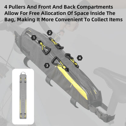 Large Water-Resistant Top Tube Bike 2.1L Extra-Long Frame Bag Yellow