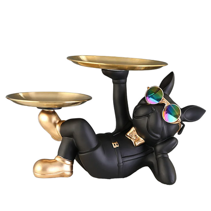 Resin Bulldog Statue - Unique Animal Figurine Sculpture in Black