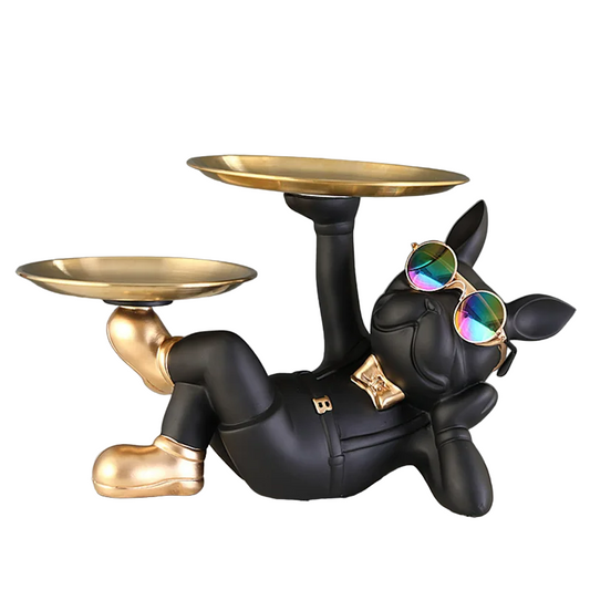 Resin Bulldog Statue - Unique Animal Figurine Sculpture in Black