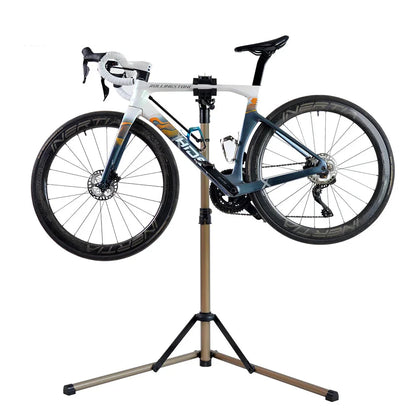 Adjustable Aluminum Bike Repair Stand with Foldable Storage Gold
