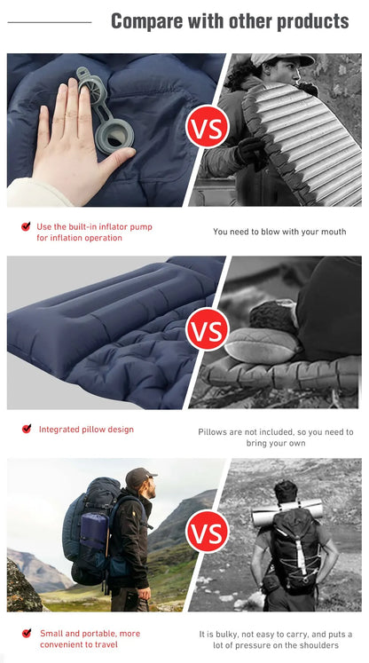 Double Inflatable Mattress with Built-in Pillow Pump