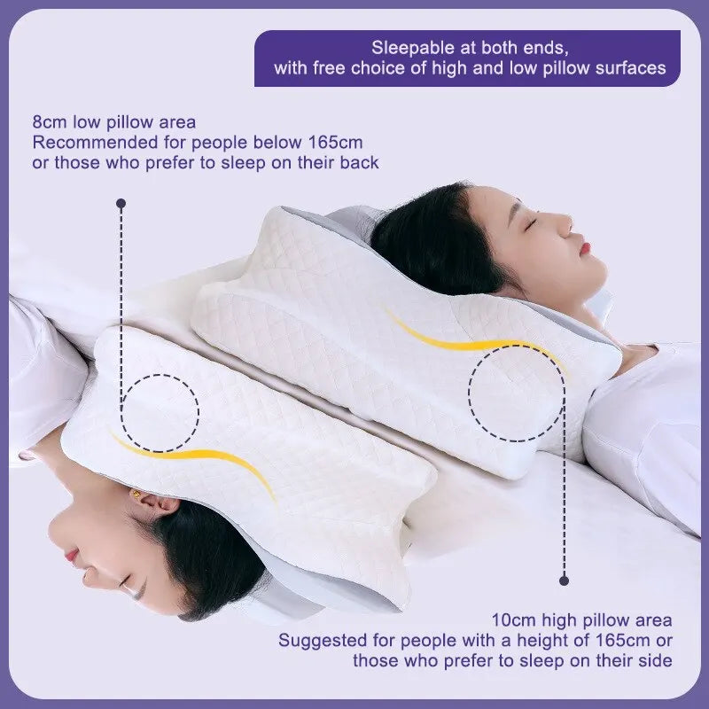 Butterfly Memory Foam Pillow Neck Support Grey