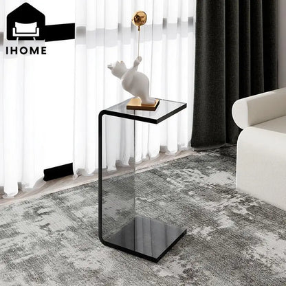 Contemporary Gray Acrylic Small Side Table - Elegant Accent for Modern Living Spaces