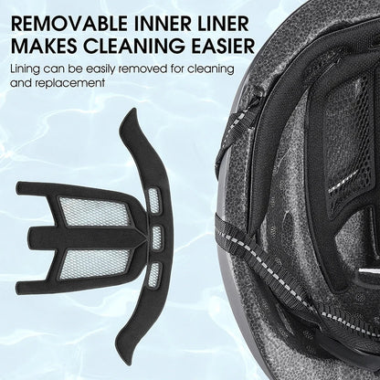 Ultralight Cycling Helmet with Magnetic Goggles LED Taillight Titanium