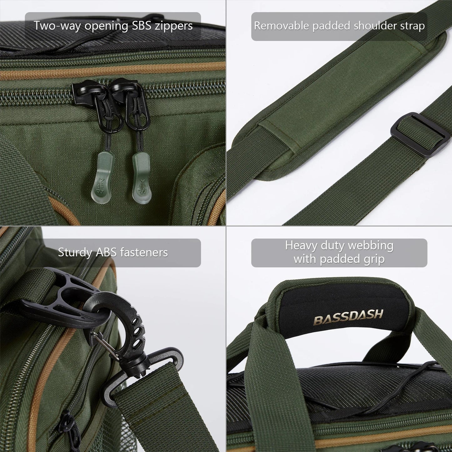 Fishing Tackle Shoulder Bag with Rain Cover Army Green