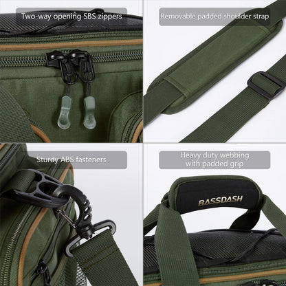 Fishing Tackle Shoulder Bag with Rain Cover Army Green