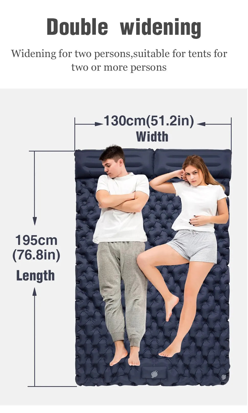 Double Inflatable Mattress with Built-in Pillow Pump