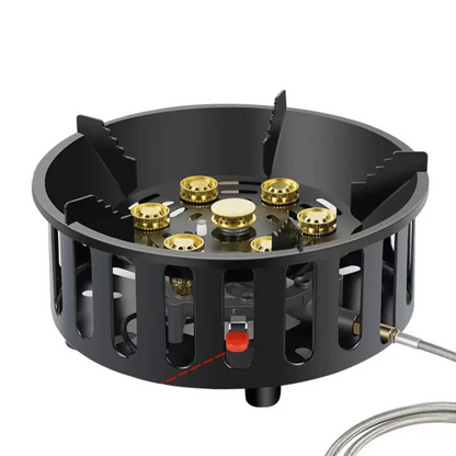 7-Core High-Power Camping Stove Gas Burner Black