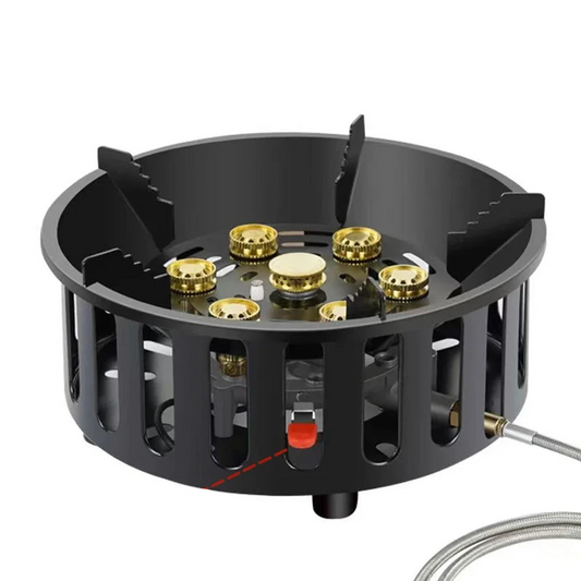 7-Core High-Power Camping Stove Gas Burner Black