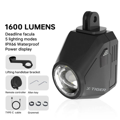 1600LM Bike Light with Wireless Remote Dual Beam Black
