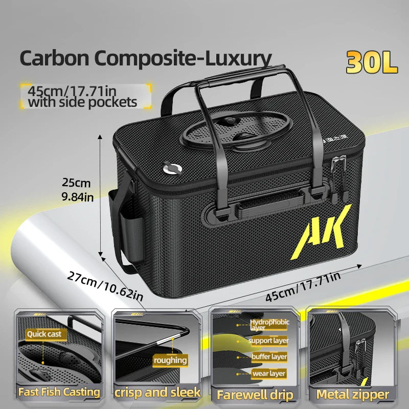 30L Foldable Portable Water Bucket Black