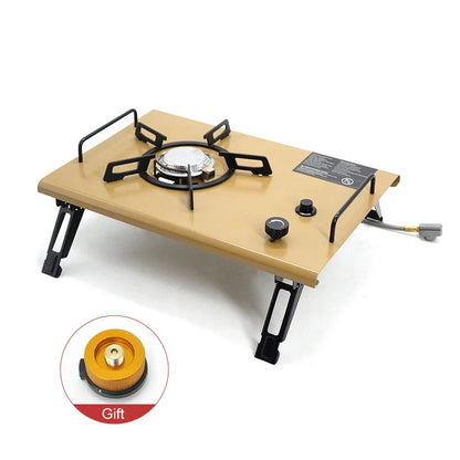 Camping Gas Stove Folding Burner with IGT Table Khaki