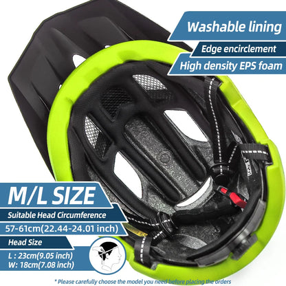 LED Bike Helmet Magnetic Goggles Sun Visor Green